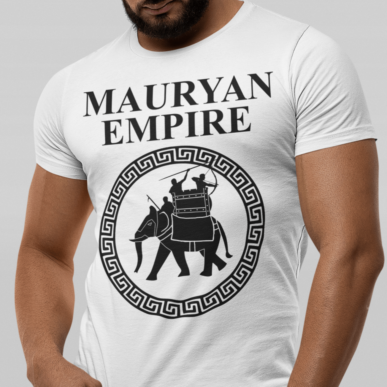 White / S Mauryan Empire War Elephant T-Shirt