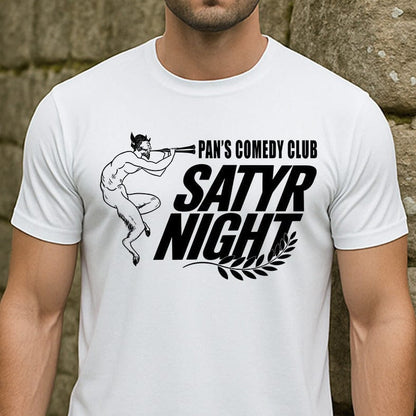 White / S Pan's Comedy Club Satire Pun - Funny Greek Mythology T-Shirt