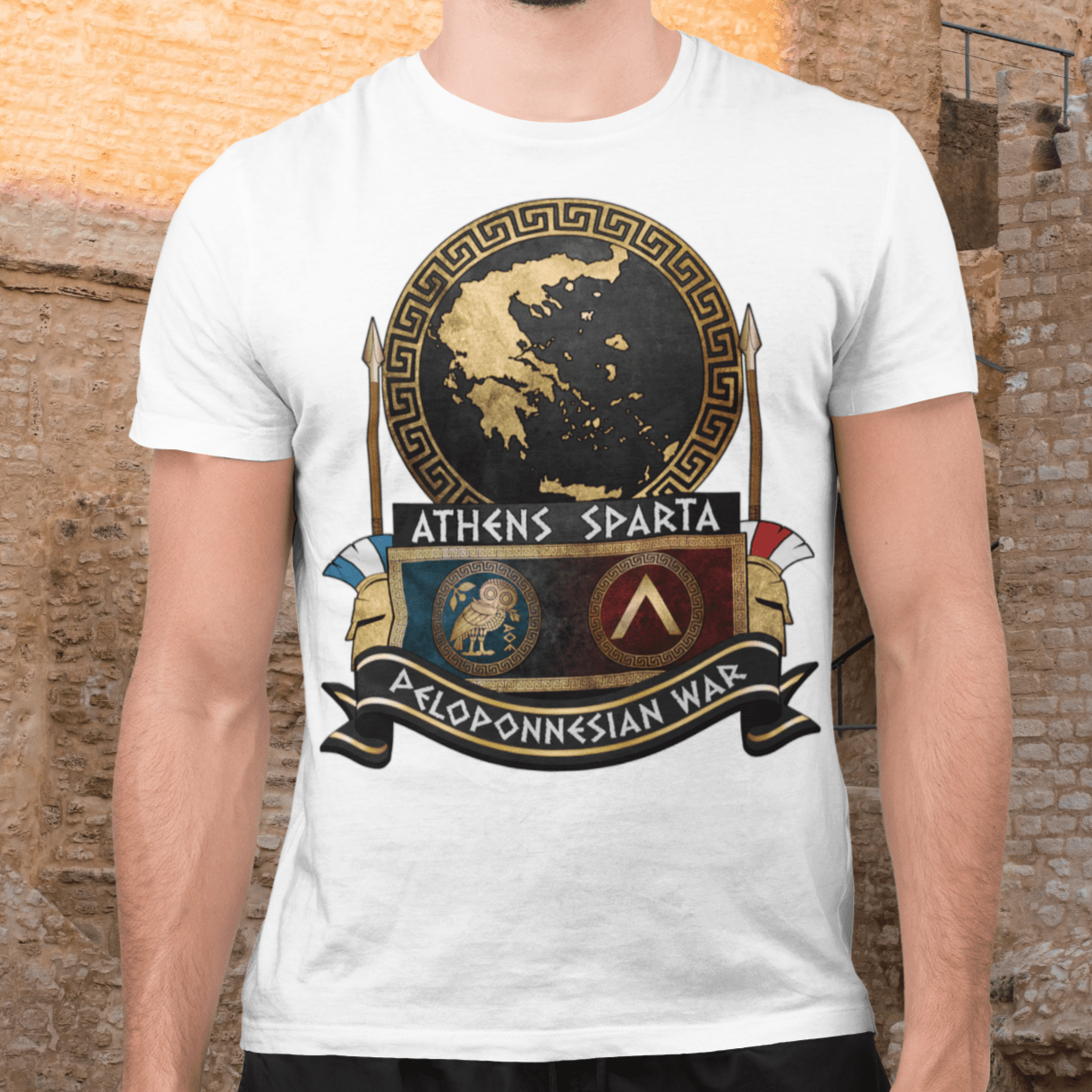 White / S Peloponnesian War Athens vs Sparta T-Shirt