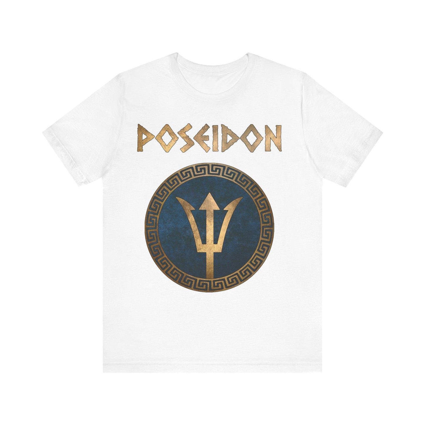 White / S Poseidon Greek God Trident T-Shirt