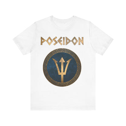 White / S Poseidon Greek God Trident T-Shirt