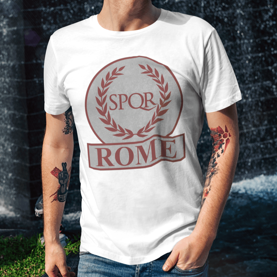 White / S Rome Ancient Roman SPQR Symbol T-shirt