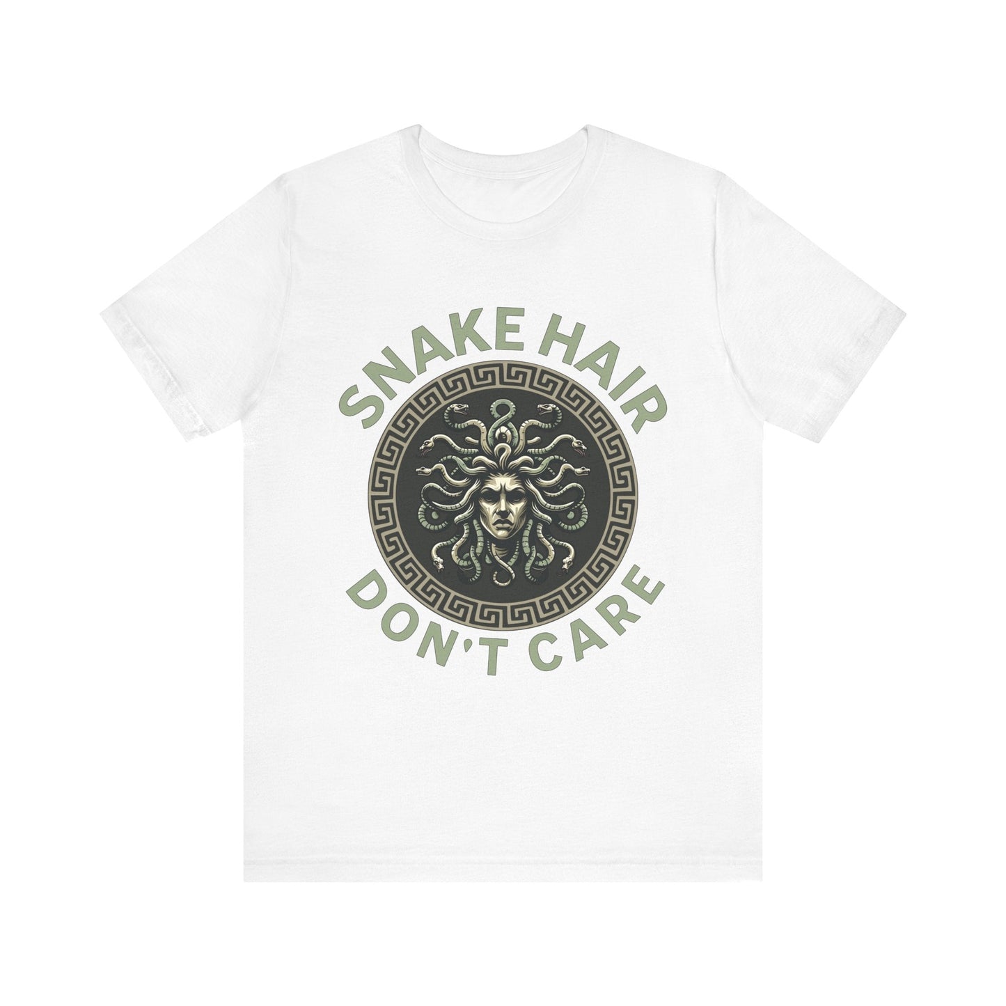 White / S Snake Hair Don't Care Medusa T-Shirt