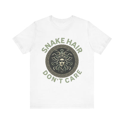 White / S Snake Hair Don't Care Medusa T-Shirt
