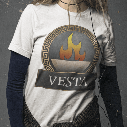 White / S Vesta Roman Goddess Symbol T-Shirt