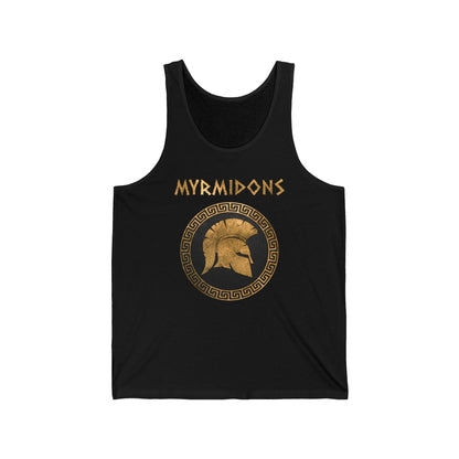XS / Black Myrmidons Tank Top - Warriors of Pythia and Achilles Symbol - Unisex Jersey Tank Top