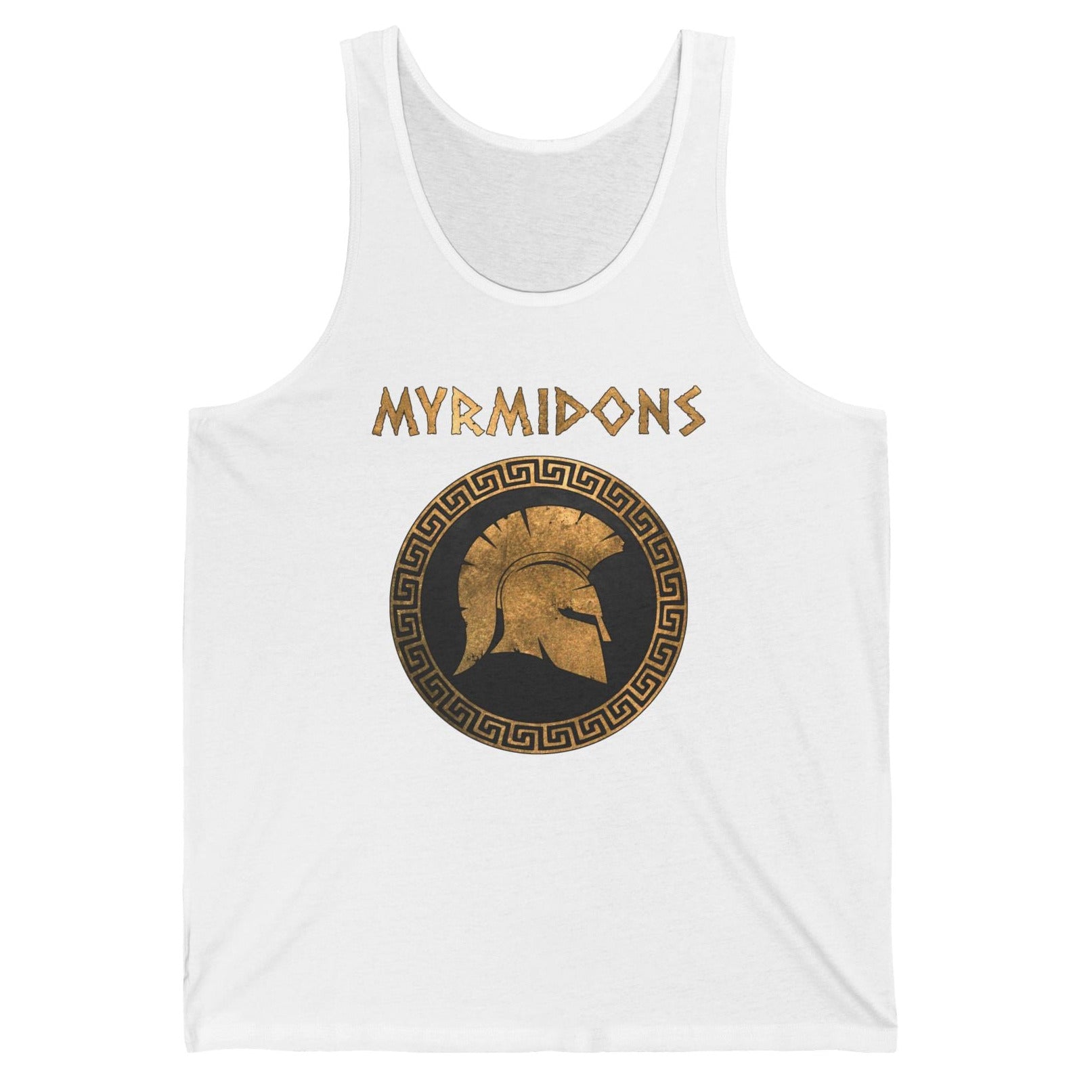 XS / White Myrmidons Tank Top - Warriors of Pythia and Achilles Symbol - Unisex Jersey Tank Top